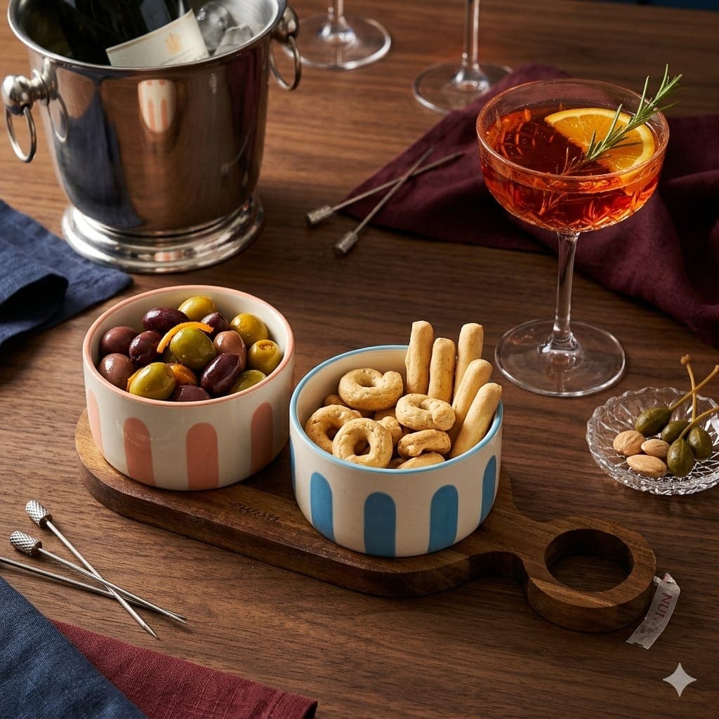 Set Aperitivo Evviva Stones 6286 con 2 Ciotole e Vassoio