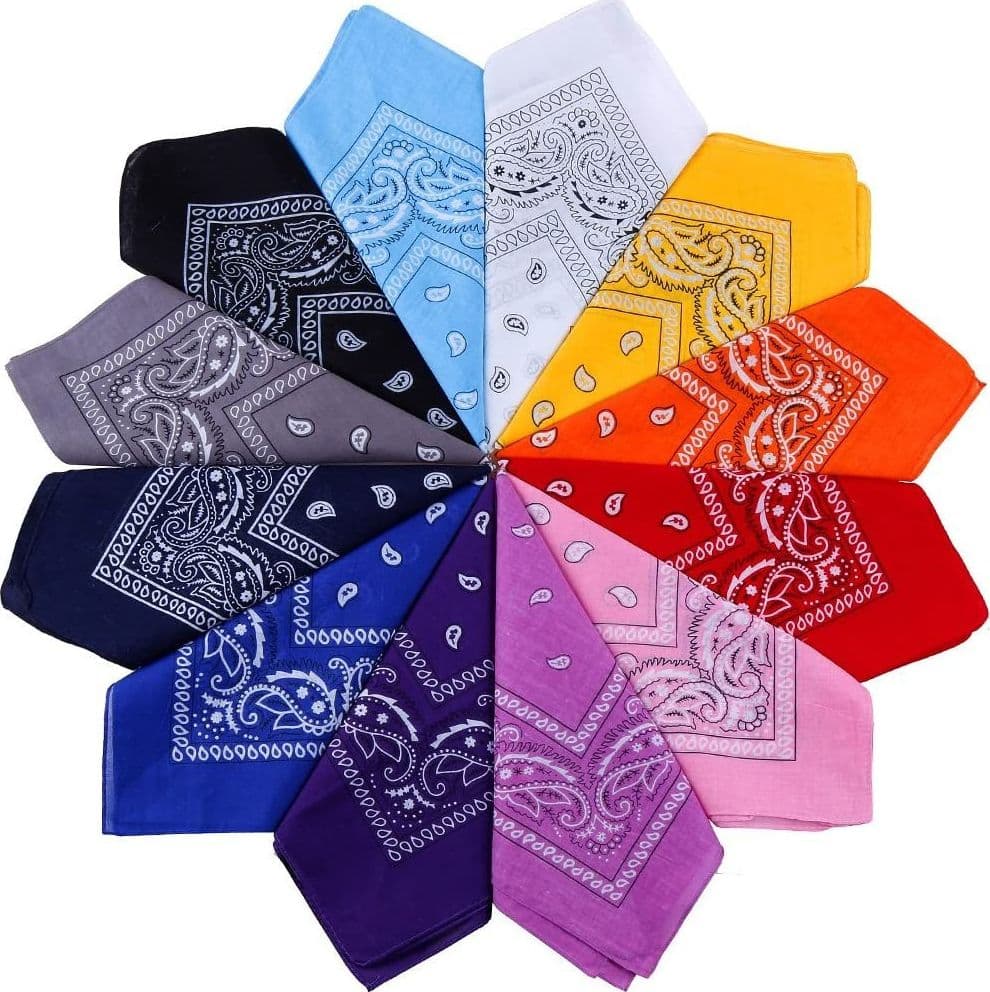 12 Bandane Vari Colori Per Capelli Collo Sciarpa Fazzoletti Da Taschino Cotone Fermacapelli Trade Shop italia - Napoli, Commerciovirtuoso.it