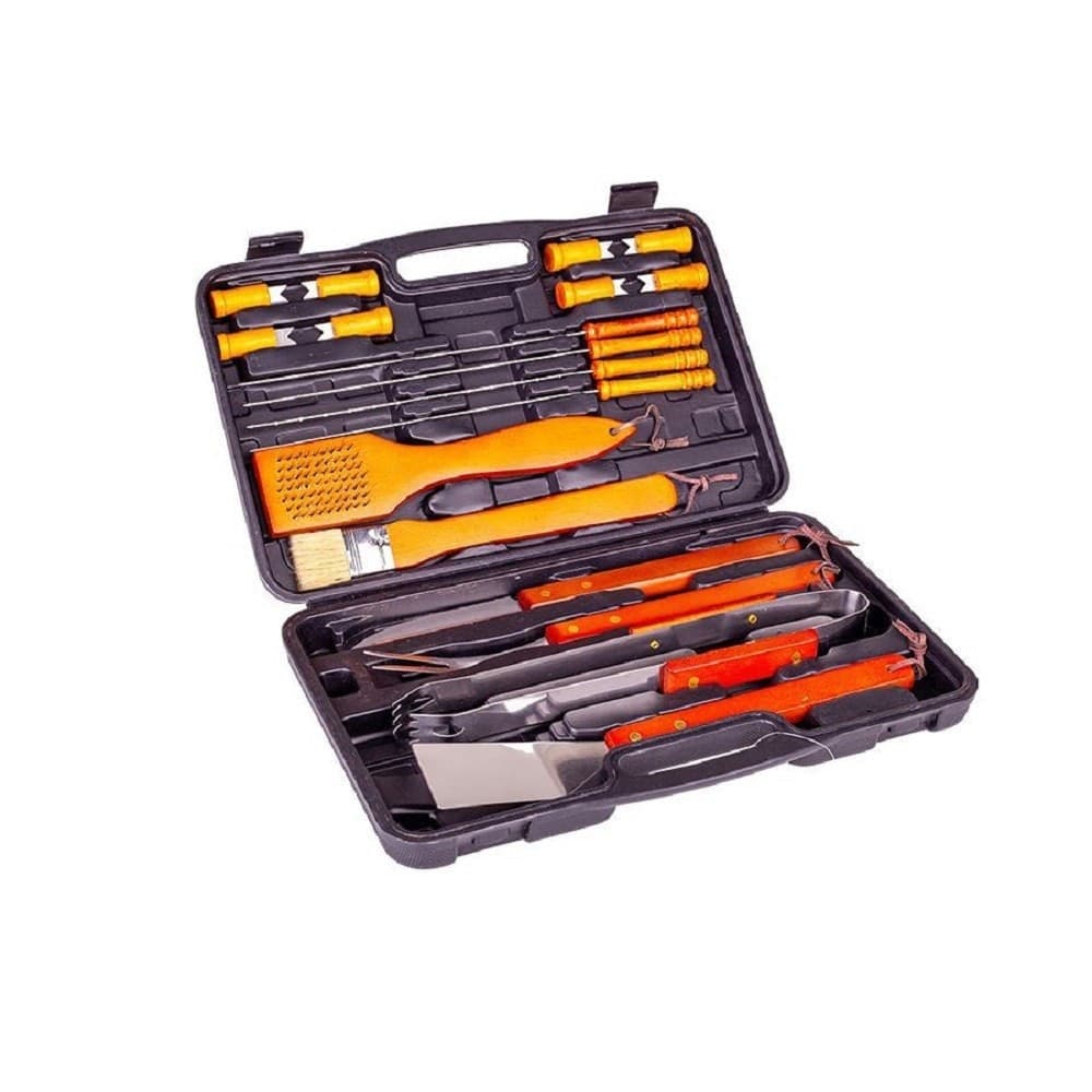 Set Barbecue 18 Pezzi Con Valigetta Bbq Grill Acciaio Inox Manico Legno 6498010 Casa e cucina/Elettrodomestici per la cucina/Piastre e griglie elettriche/Piastre Trade Shop italia - Napoli, Commerciovirtuoso.it