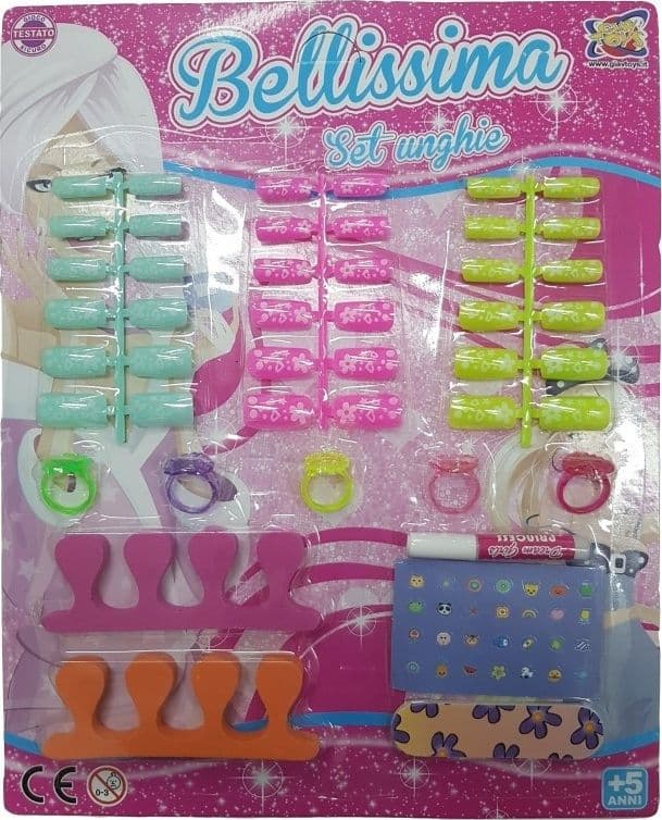 Set-Bellissima-36-Tips-Unghie-Finte-Lima-5-Anelli-2-Distanziatori-Manicure-Bimbe