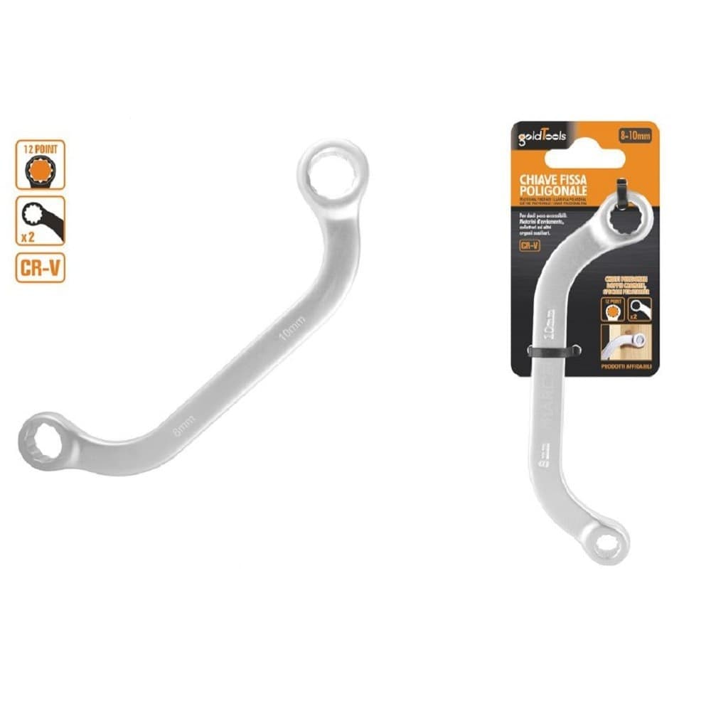 Set Chiave Fissa Poligonale Doppia A U Da 8 -10 Mm Cromata Chrome Vanadium 97691 Fai da te/Utensili elettrici e a mano/Utensili a mano/Chiavi e chiavi inglesi/Chiavi a bussola Trade Shop italia - Napoli, Commerciovirtuoso.it