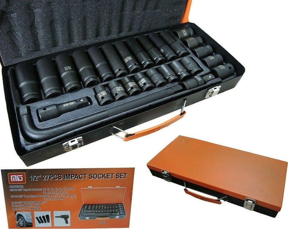 SET CHIAVI A BUSSOLA AD IMPATTO 27 PZ 1/2' INSERTI MISTI CHIAVE A L MIG-2045