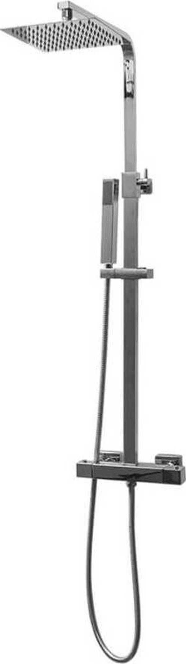 Set Colonna Doccia Asta Acciaio Inox Lucido Termostatica Regolabile + Soffione Orientabile 20x20cm + Saliscendi + Tubo Flessibile + Doccino Casa e cucina/Bagno/Accessori per il bagno/Docce fisse Shopbagno.it - Roma, Commerciovirtuoso.it