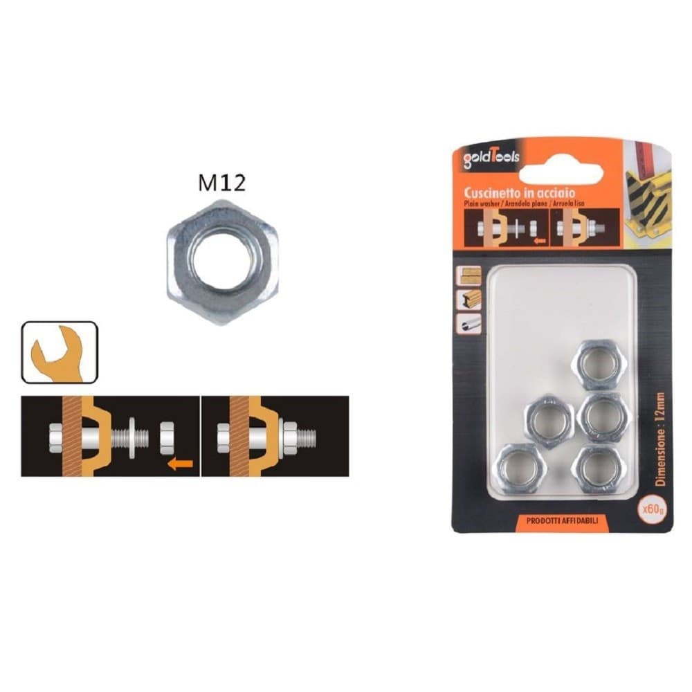 Set Confezione 60gr. Dado Dadi Esagonali Bulloni Dimensione M12 Filettati 90855 Fai da te/Ferramenta/Chiodi viti ed elementi di fissaggio/Kit di bulloni e dadi Trade Shop italia - Napoli, Commerciovirtuoso.it