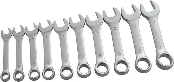 SET DA 10 PZ CHIAVI INGLESE COMBINATE FISSE E STELLA CORTE 10 A 19MM IN ACCIAIO