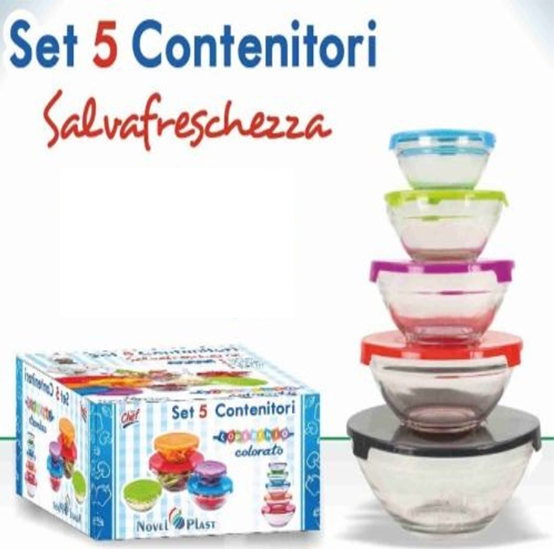 SET DI 5 CONTENITORI FRIGO VETRO PER ALIMENTI CON COPERCHIO COLORATO Casa e cucina/Organizzazione interni/Contenitori e barattoli da cucina/Vasetti e barattoli per conserve/Barattoli Trade Shop italia - Napoli, Commerciovirtuoso.it