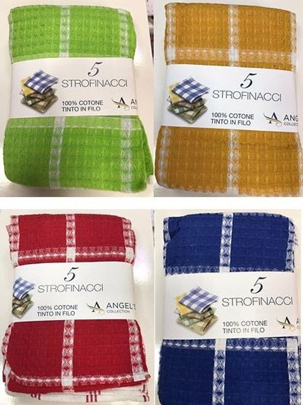 Set di 5 Strofinacci da Cucina Angel's Cotone in Strofinacci Falco Biancheria - Parete, commercioVirtuoso.it