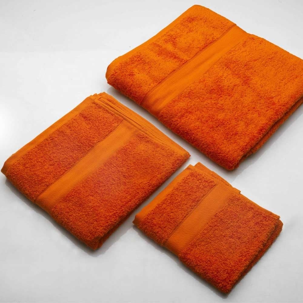 Set-di-Asciugamani-per-il-bagno-in-cotone-di-colore-arancio