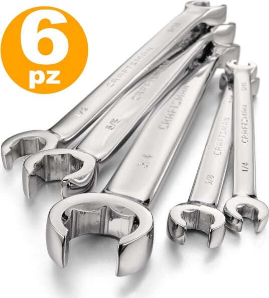 SET KIT 6 CHIAVI POLIGONALI DOPPIE APERTE CHROME VANADIUM CHIAVE A STELLA ANELLO
