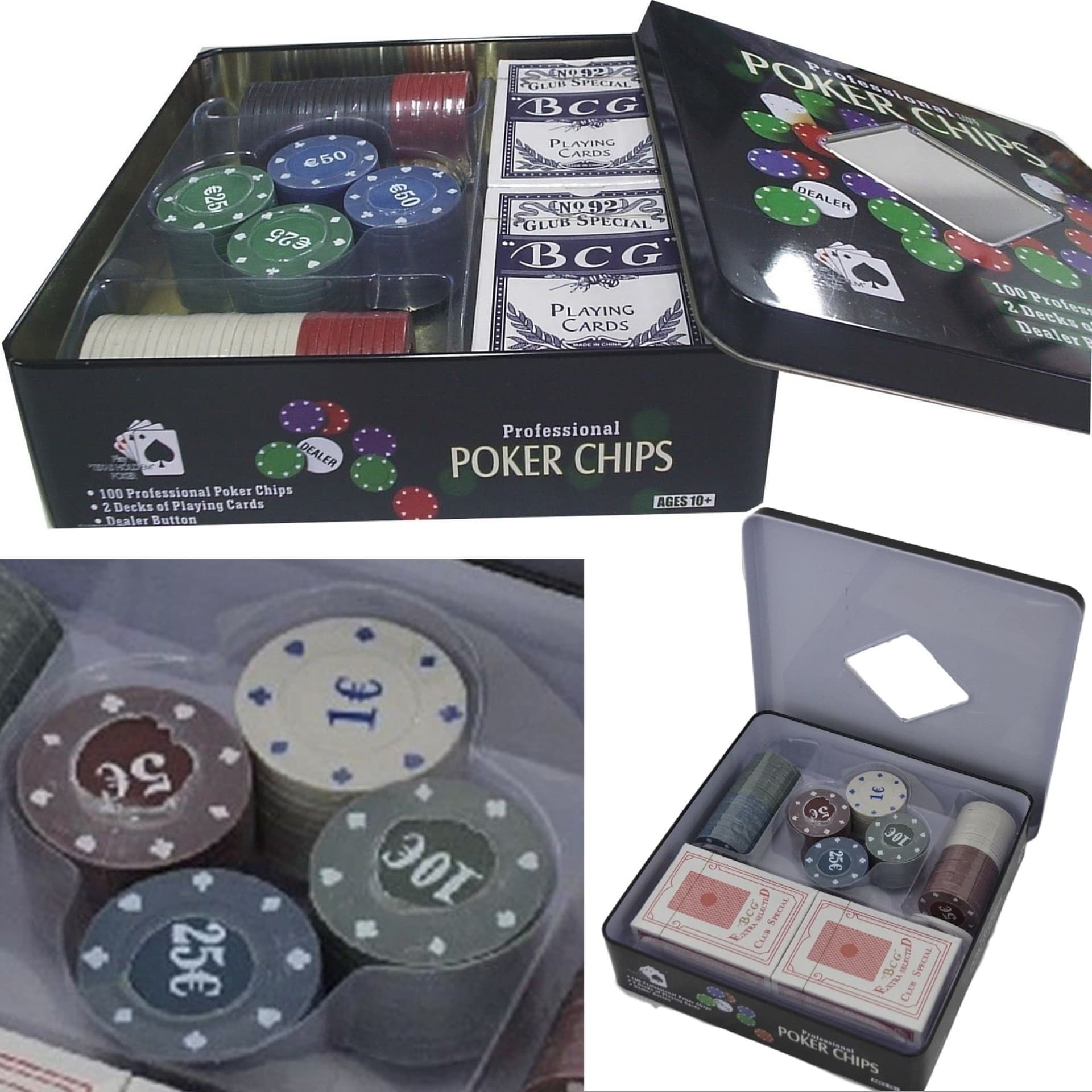 SET KIT COFANETTO POKER TEXAS HOLDEM 100 FICHES CHIPS SET PROFESSIONALE POKER
