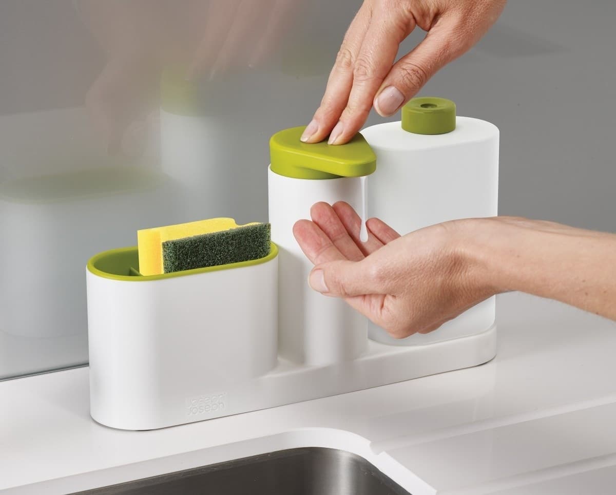 Set-Organizer-Per-Lavello-Dispenser-Di-Sapone-Liquido-+-Bottiglia-+-Contenitore