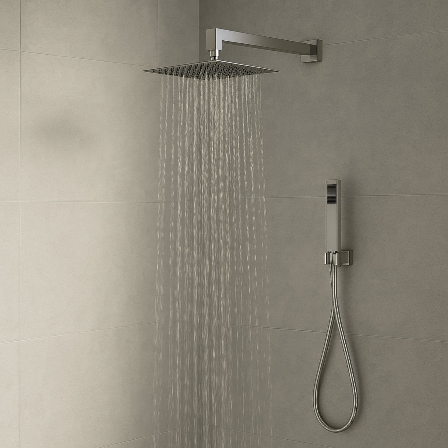 Set-Per-Doccia-Soffione-Quadro-In-Acciaio-Inox-25x25-Centimetri-Effetto-Spazzolato