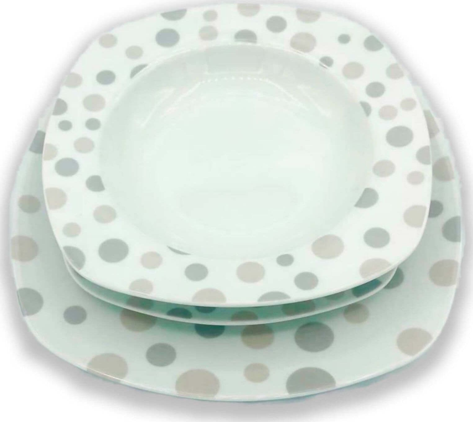 Set piatti 18 pezzi in porcellana Bavaria con pois in porcellana bianca set piatti fondi piani e dessert in Porcellana Made in Italy x6 Persone Set piatti 18 pezzi L'Orchidea - Siderno, Commerciovirtuoso.it