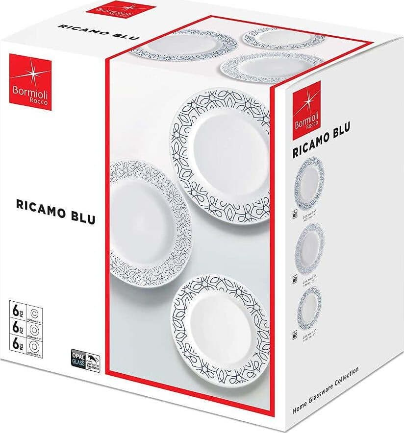 Set-piatti-tavola-18-pezzi-Bormioli-Rocco-Vetro-Blu