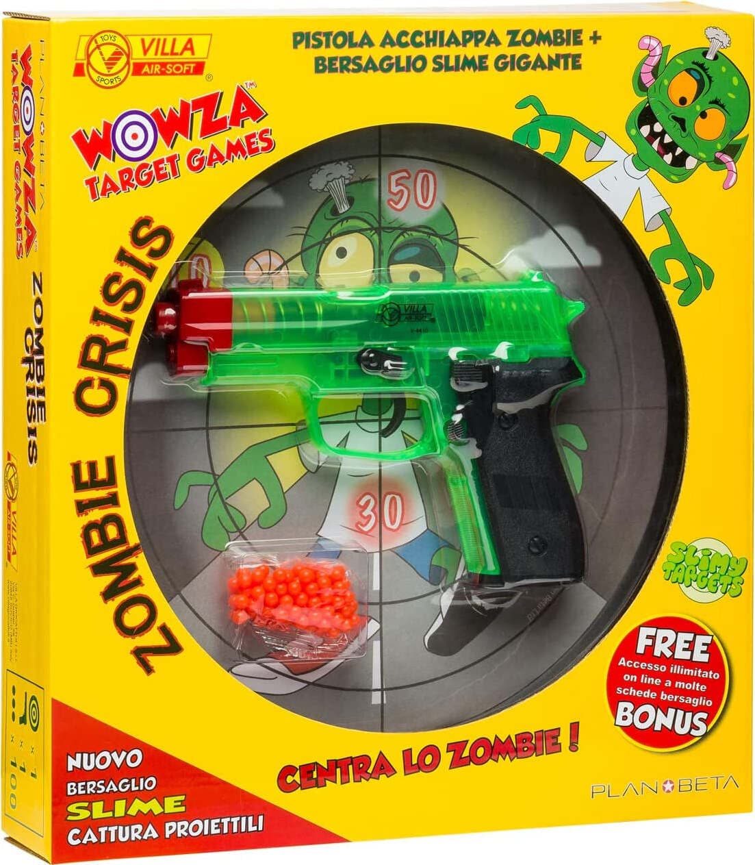 Set-Pistola-A-Pallini-Con-Bersaglio-Acchiappa-Zombie-Villa-Giocattoli