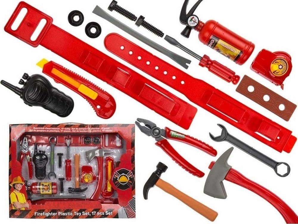 SET POMPIERE IN PLASTICA 17PZ ACCESSORI POMPIERI GIOCO TRAVESTIMENTO FESTA