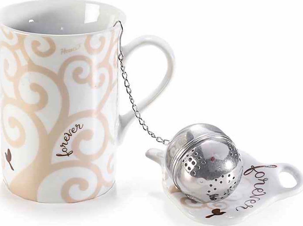 Set Tè Singolo 1 Tazza 1 Piattino Porcellana +1 Filtro Acciaio Confezione Regalo Casa e cucina/Stoviglie/Piatti ciotole e vassoi/Tazze e piattini/Tazze da infusione Sogno Shop - Assisi, Commerciovirtuoso.it