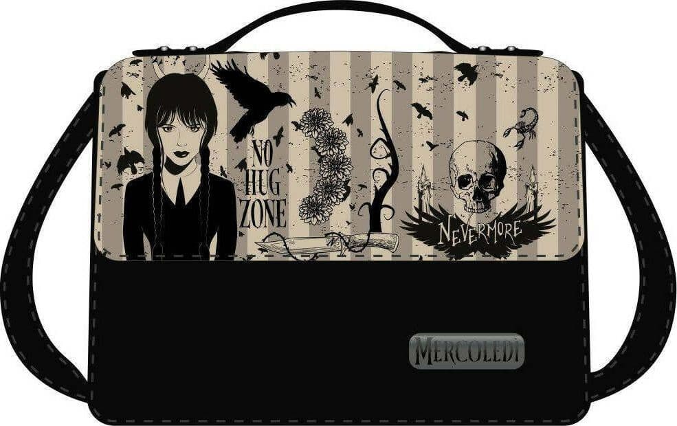 Seven Borsa Mercoledì Addams Bambina Con Tracolla e Maniglia Borsetta Bimba Mercoledì Wednesday