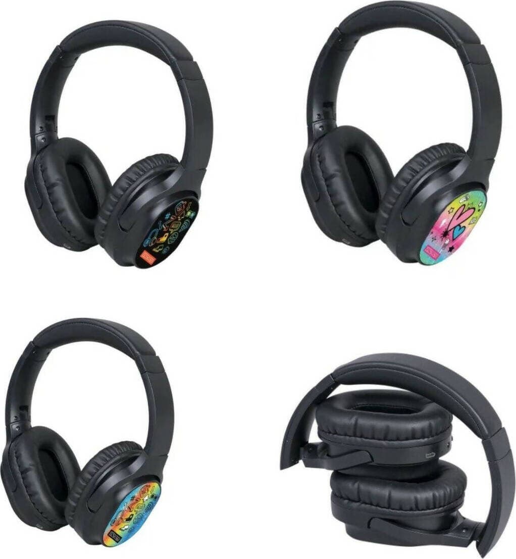 Seven Cuffie Wireless Over Ear Nere Seven Grafiche Con Ricarica Usb E Microfono
