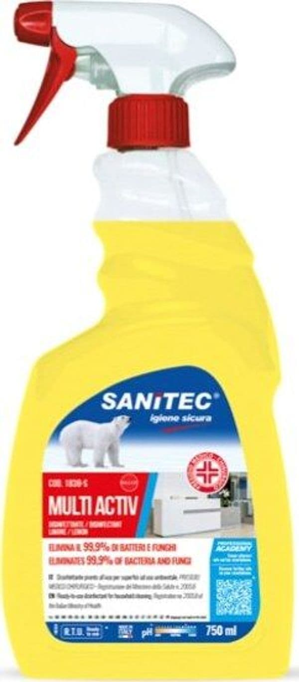 Sgrassatore disinfettante Multi Activ Limone - 750 ml - Sanitec Casa e cucina/Detergenti e prodotti per la pulizia/Detergenti per la casa/Detergenti multiuso Eurocartuccia - Pavullo, Commerciovirtuoso.it