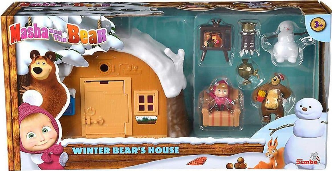 Simba---Masha-E-Orso-Playset-Casa-Inverno,-109301023,-+-3-Anni,-Inclusi-Masha-E-Orso-Con-Tanti-Accessori