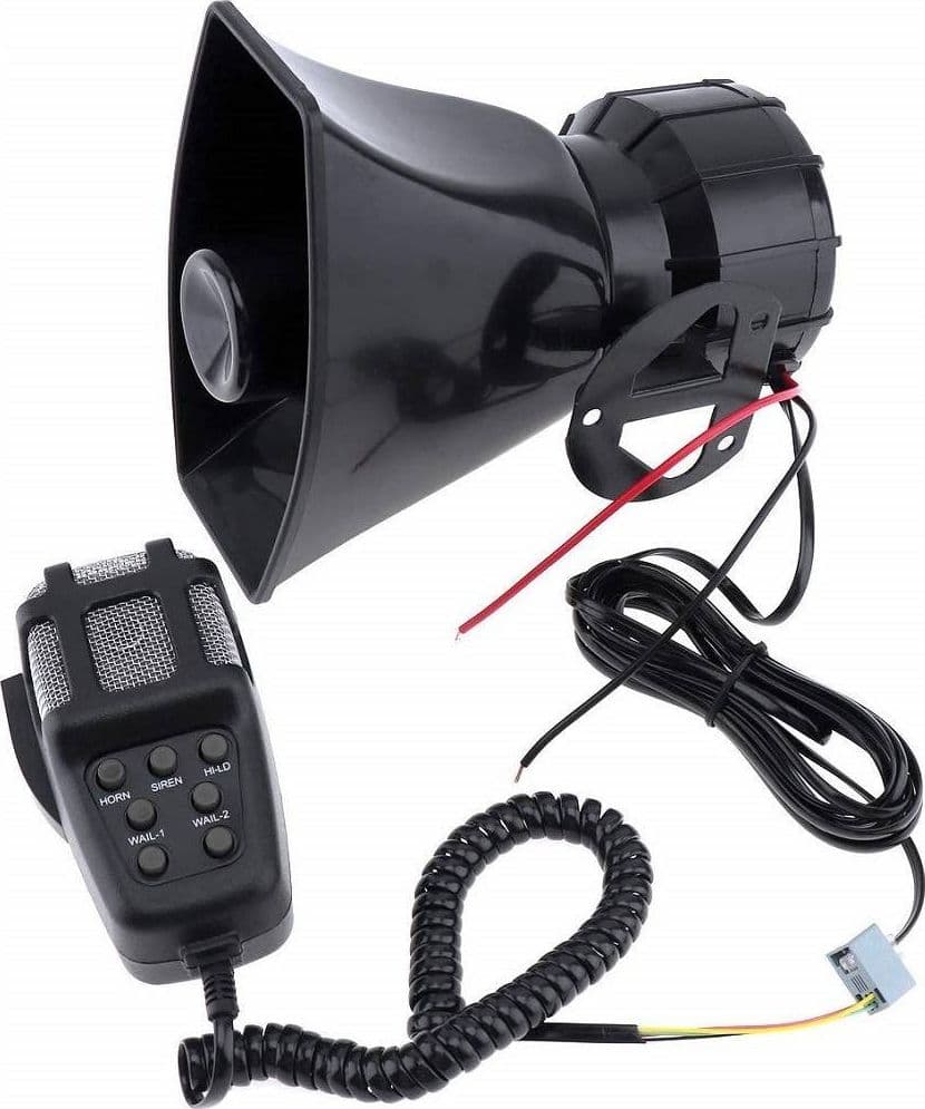 Sirena-Centralina-7-Canali-100w-Waterproof-Allarme-Microfono-Megafono-Auto-12v