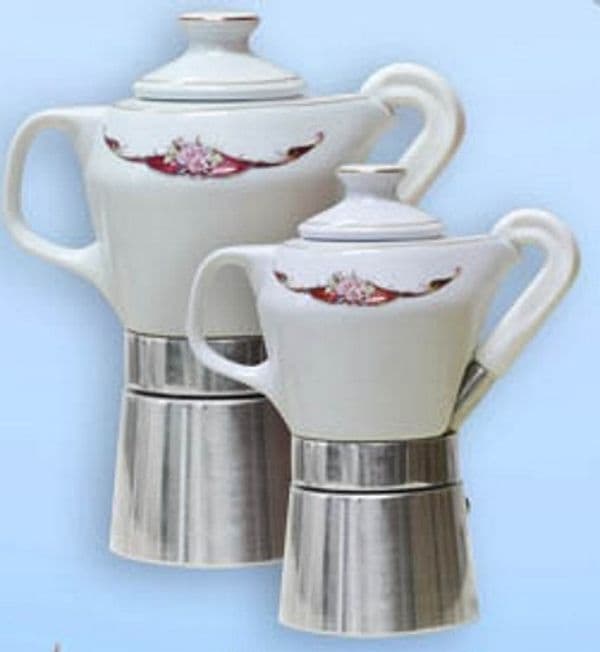 Sirge Caffettiera Moka 4 Tazzine Porcellana Fine Certificata Decorata Oro Moka Tradizionale Ceramica 4/6 Persone, Base in Alluminio Casa e cucina/Tè e caffè/Moke e caffettiere La Bottega del Risparmio - Bari, Commerciovirtuoso.it