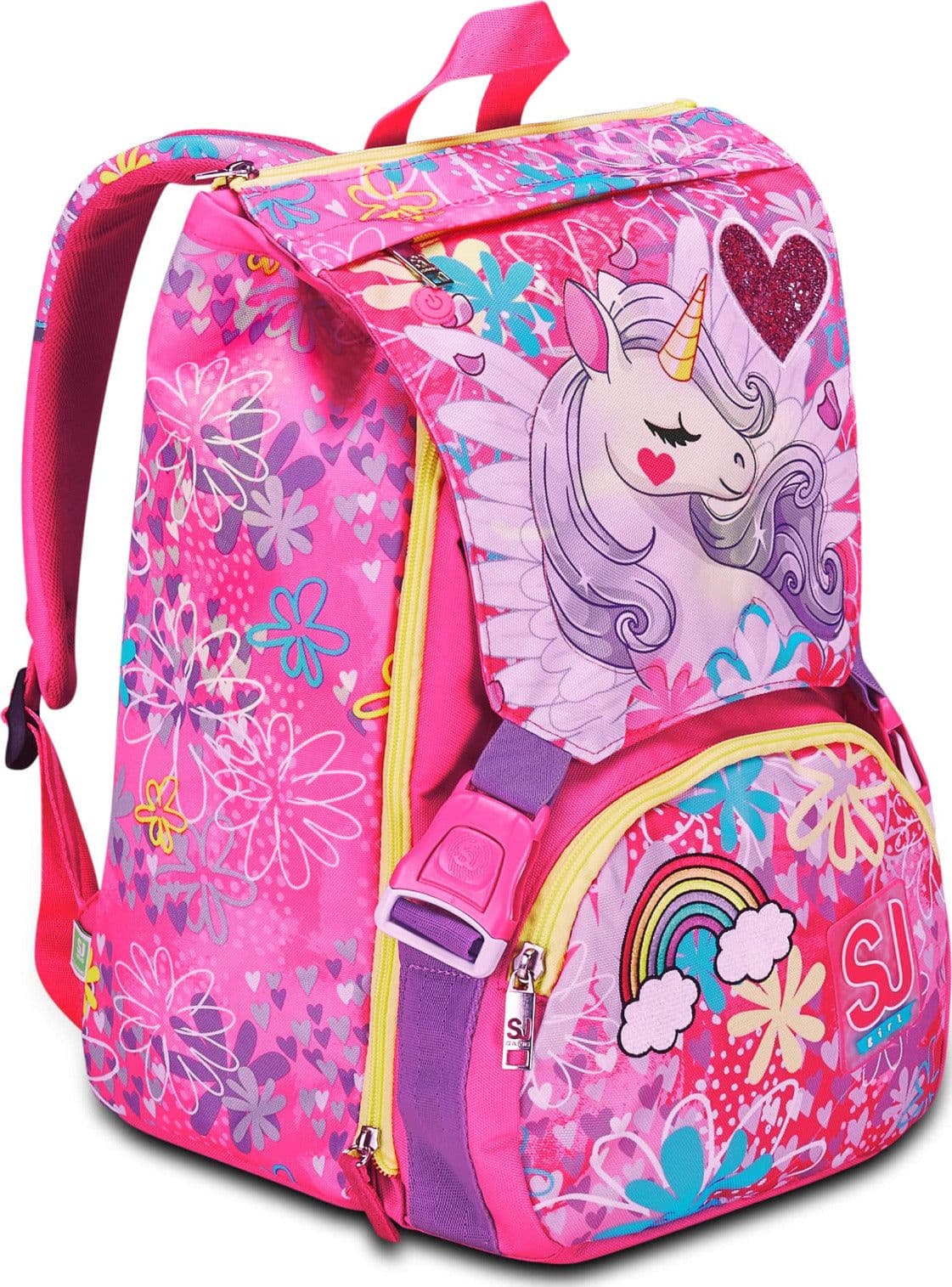 SJ GANG Zaino Scuola Estensibile Big Unicorn Led