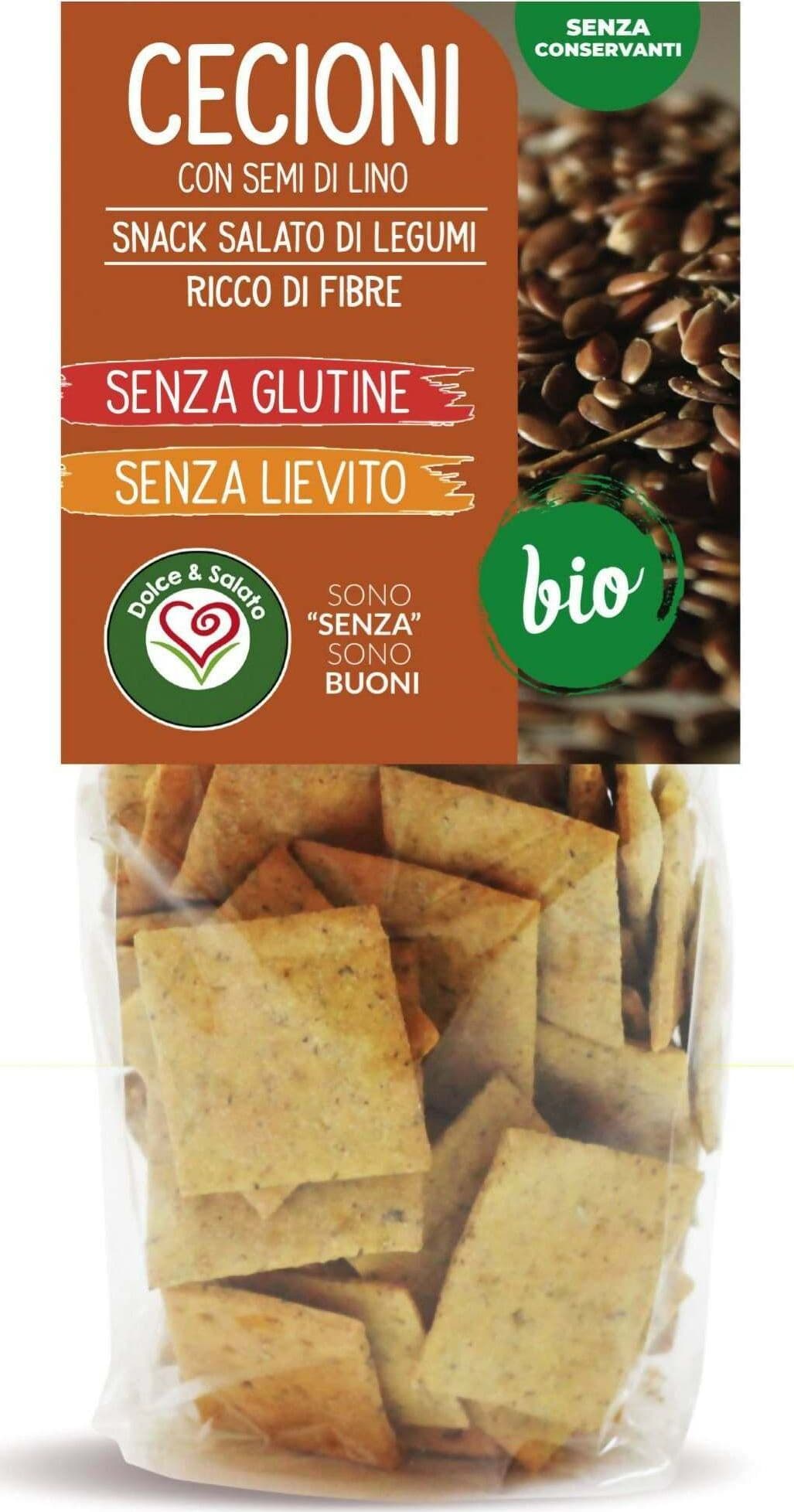 Snack Salato di Legumi Biologico 250g con Semi di Lino Biologico Senza Glutine e Senza Lievito
