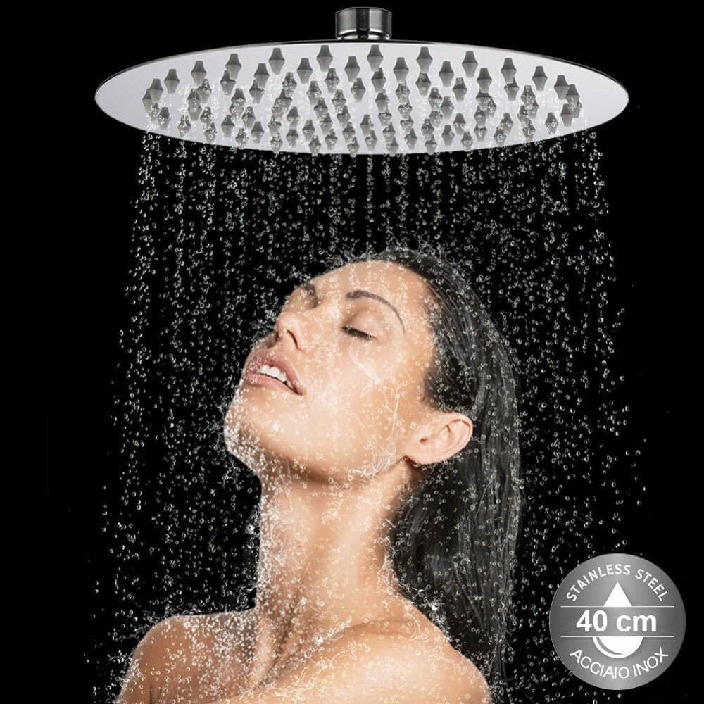Soffione Doccia Bagno Cascata Tondo 40 Cm Acciaio Ultra Sottile Effetto Pioggia Fai da te/Attrezzature per cucine e bagni/Attrezzature per bagni/Docce e componenti doccia/Filtri supporti e soffioni doccia/Telefoni doccia Trade Shop italia - Napoli, Commerciovirtuoso.it