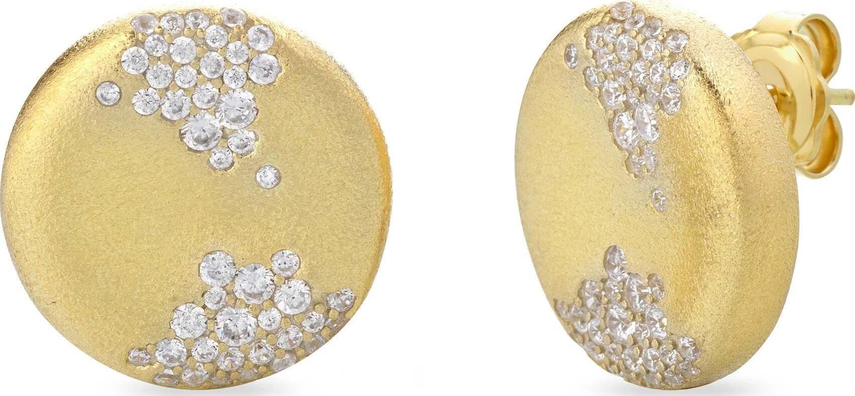 Sogni-Gioielli---Orecchini-satinati-toppa-grande-oro-giallo-zirconi-bianchi