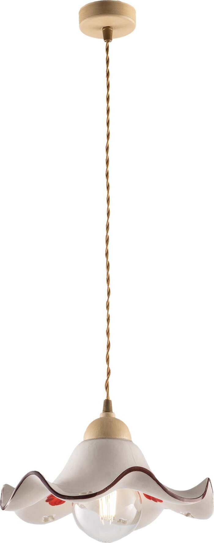 Sospensione-1-Luce-Anemone-In-Ferro-Laccato-Avorio-E-Ceramica-Decorata