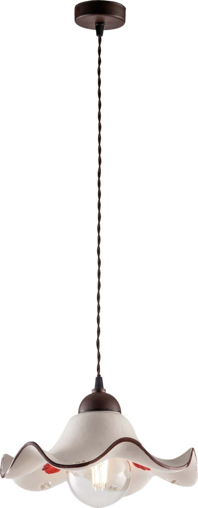 Sospensione-1-Luce-Anemone-In-Ferro-Laccato-Ruggine-E-Ceramica-Decorata