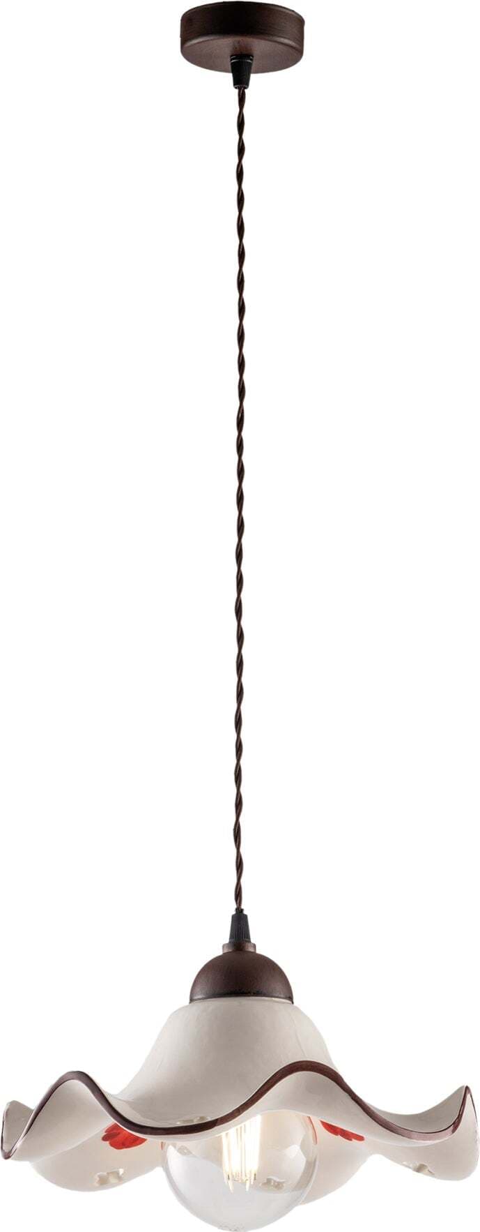 Sospensione-1-Luce-Anemone-In-Ferro-Laccato-Ruggine-E-Ceramica-Decorata