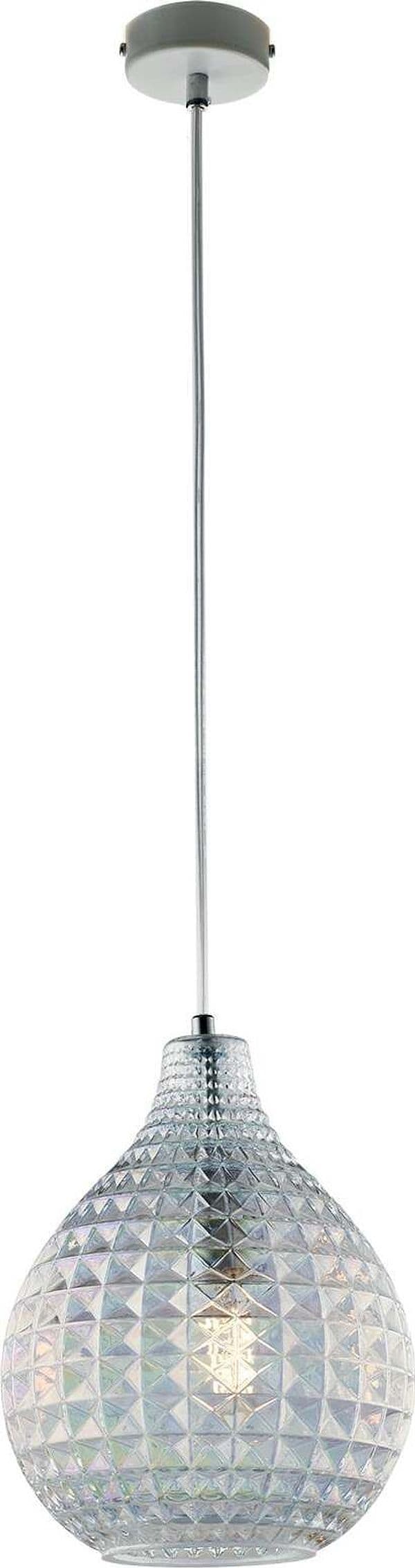 Sospensione-1-Luce-Diamante-In-Ferro-Bianco-E-Vetro-Soffiato-Trasparente