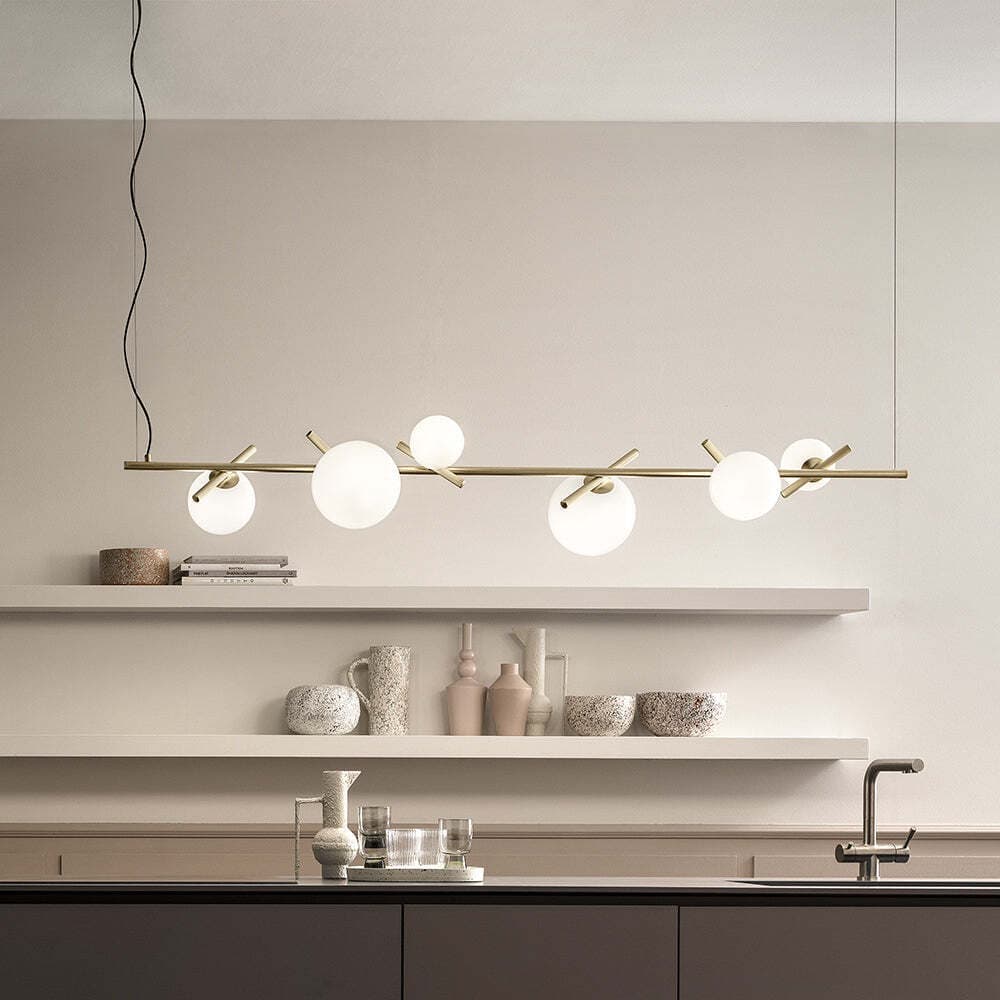 Sospensione-Classica-Posy-Metallo-Rame-Vetro-6-Luci