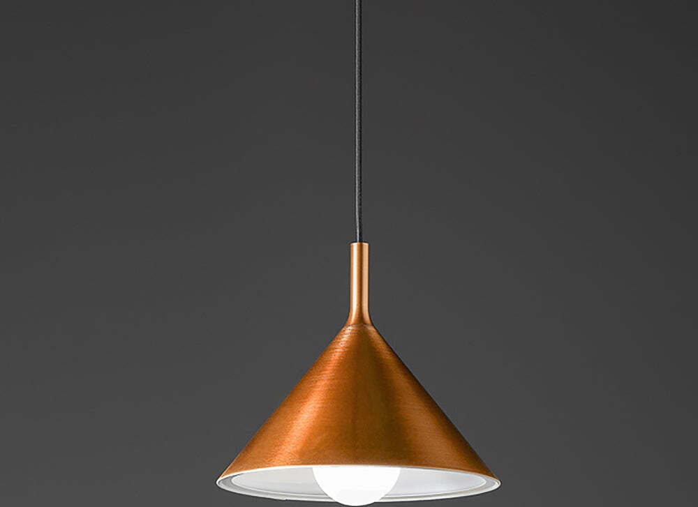 Sospensione-Cono-Piccola-D.30-Cm-Barbie-1-Luce-E27-Alluminio-Rame-Spazzolato