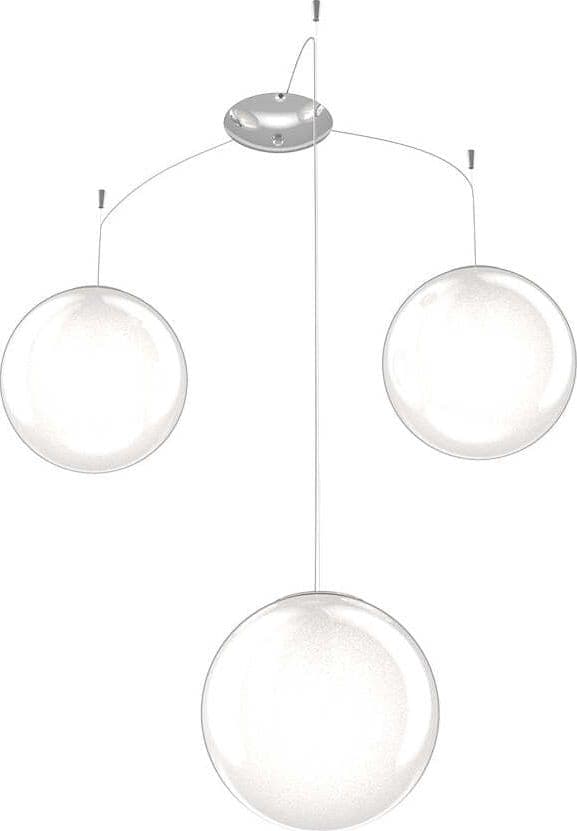 Sospensione-Contemp-Glitter-Metallo-Cromo-Vetro-Soffiato-Trasp-3-Luci-E27-25Cm
