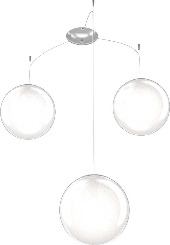 Sospensione-Contemp-Glitter-Metallo-Cromo-Vetro-Soffiato-Trasp-3-Luci-E27-25Cm
