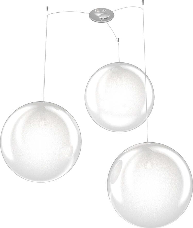 Sospensione-Contemp-Glitter-Metallo-Cromo-Vetro-Soffiato-Trasp-3-Luci-E27-40Cm
