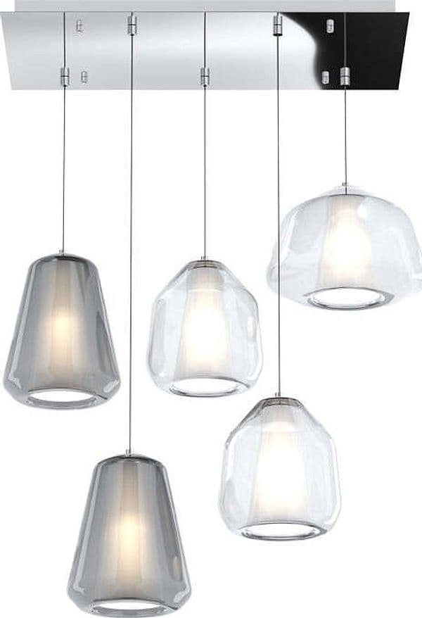 Sospensione-Contemp-Rett-Double-Skin-Metallo-Cromo-Vetro-Mix-Trasp-Fumè-5-Luci