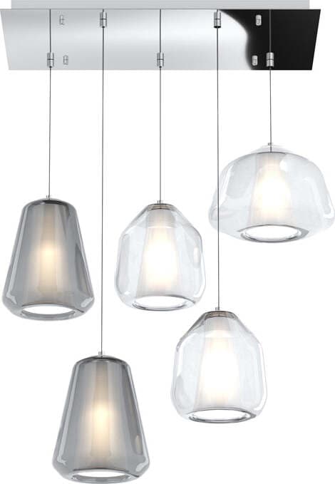Sospensione-Contemp-Rett-Double-Skin-Metallo-Cromo-Vetro-Mix-Trasp-Fumè-5-Luci