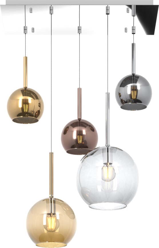 Sospensione-Contemp.-Rett.-Future-Metallo-Cromo-Vetro-Multicolor-5-Luci-E27