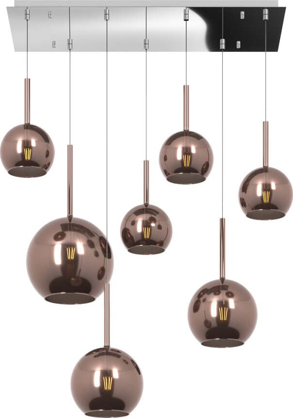 Sospensione-Contemp.-Rett.-Future-Metallo-Cromo-Vetro-Rame-7-Luci-E27