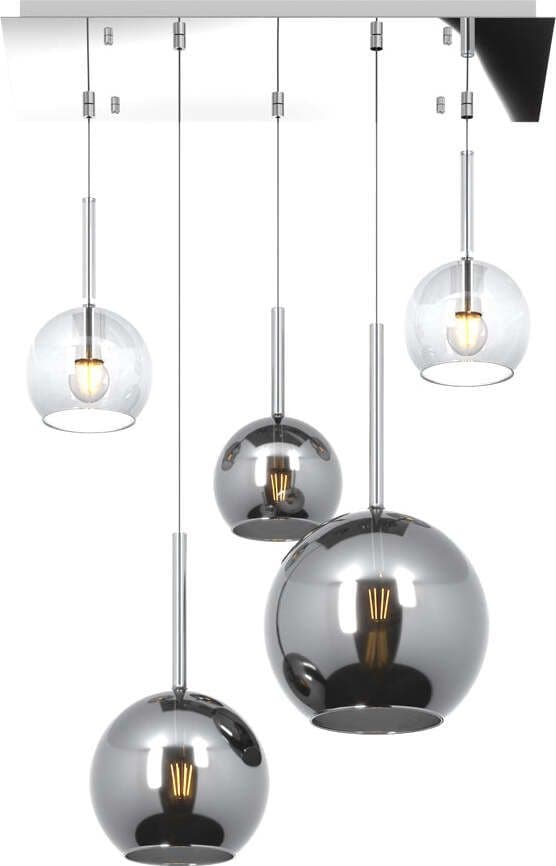 Sospensione-Contemp.-Rett.-Future-Metallo-Cromo-Vetro-Trasp.-E-Cromo-5-Luci-E27