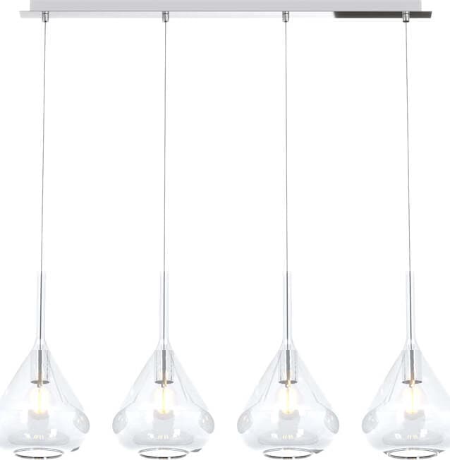 Sospensione-Contemp-Rett-Kona-Metallo-Cromo-Vetro-Trasparente-4-Luci-E27