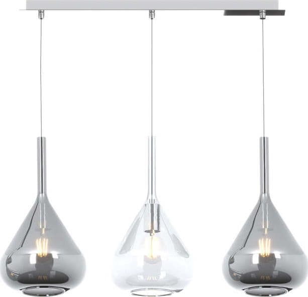 Sospensione-Contemp-Rett-Kona-Metallo-Cromo-Vetro-Trasparente-Fumè-3-Luci-E27