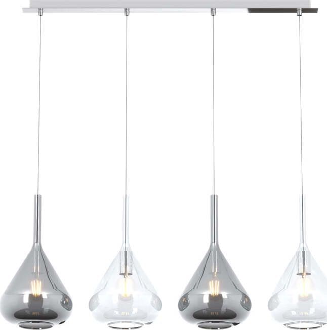 Sospensione-Contemp-Rett-Kona-Metallo-Cromo-Vetro-Trasparente-Fumè-4-Luci-E27