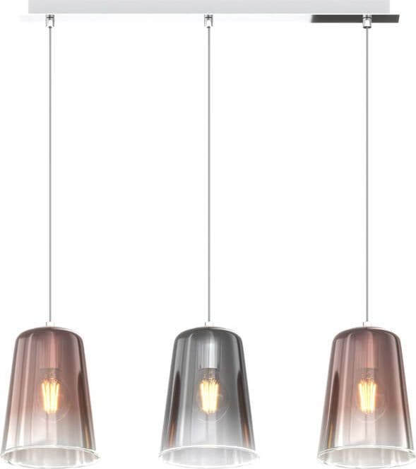 Sospensione-Contemp.-Rett.-Shaded-Metallo-Cromo-Vetro-Rame-E-Cromo-3-Luci-E27