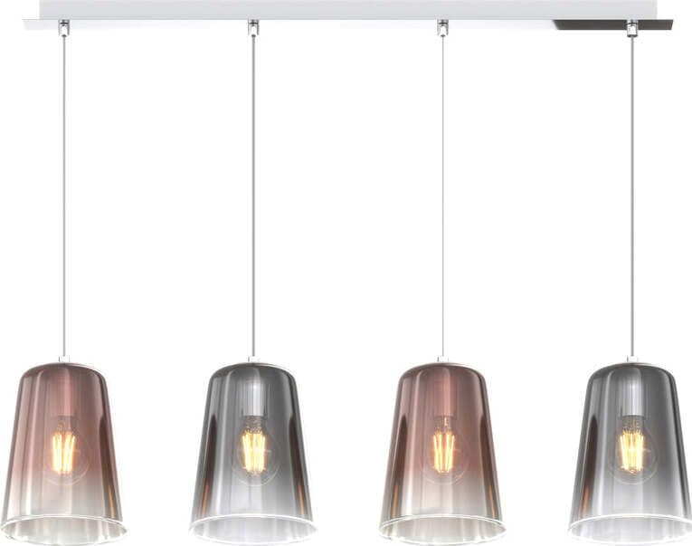 Sospensione-Contemp.-Rett.-Shaded-Metallo-Cromo-Vetro-Rame-E-Cromo-4-Luci-E27